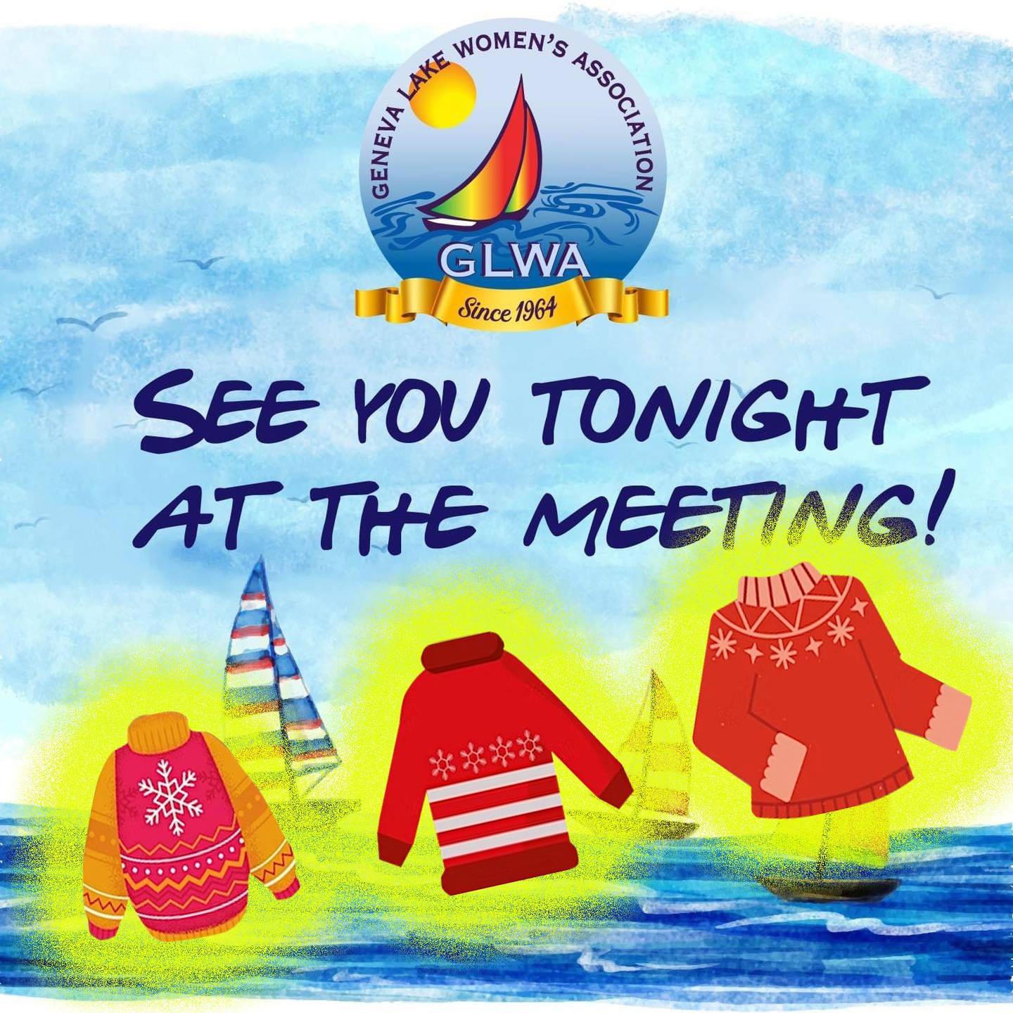 Tonight is our December General Meeting (Ugly Holiday Sweater Version)
and Holiday Party.

See you tonight!