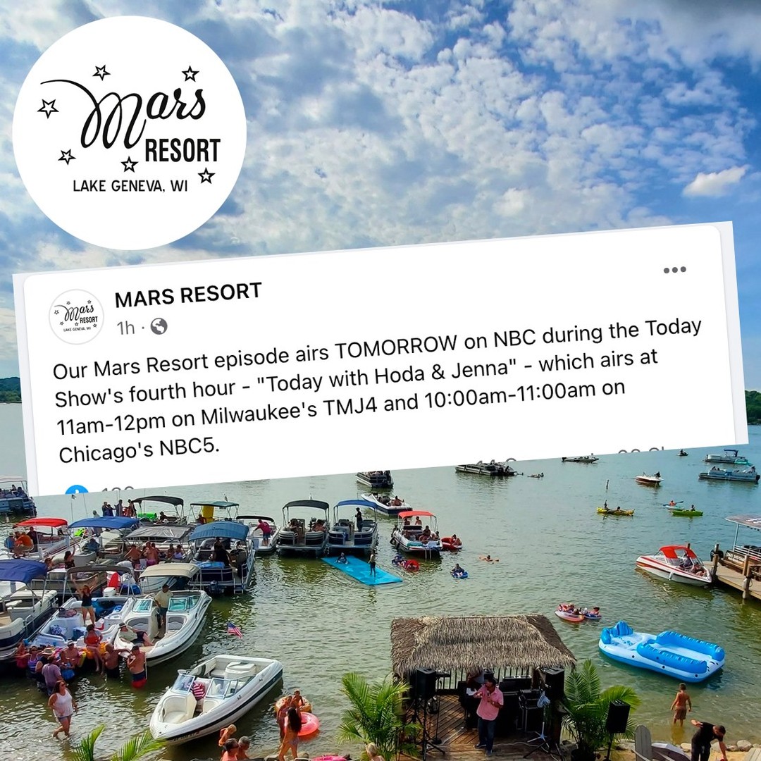 If you haven't heard yet, one of our local favorites can be seen on the NBC Today Show Thursday morning!

Be sure to tune in!

------
From Mars Facewbook:

Our Mars Resort episode airs TOMORROW on NBC during the Today Show's fourth hour - "Today with Hoda & Jenna" - which airs at 11am-12pm on Milwaukee's TMJ4 and 10:00am-11:00am on Chicago's NBC5.