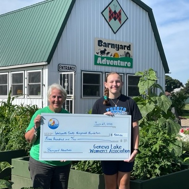 Earlier this week we were proud to present a $500 donation to Kathy P. and summer intern Madison for Barnyard Adventures. Visit the Barnyard Adventure Agriculture Education Area at the Walworth County Fair August 21-Sept 5
