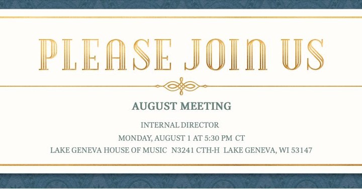 Good Morning GLWA Ladies,
This summer is flying by, and its already time for the next GLWA meeting. Next Monday our meeting will be at the House of Music in Lake Geneva. The evite went out yesterday so please be sure to respond. Thank you!